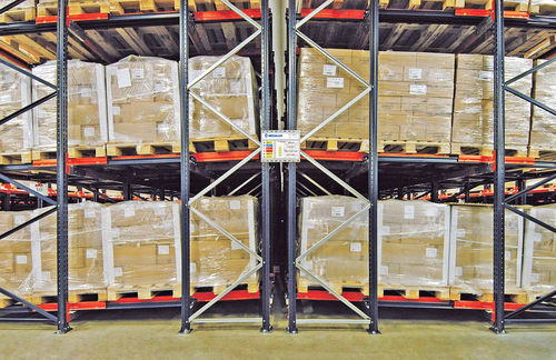 Scaffalatura push-back - MECALUX - per magazzino di stoccaggio / con ripiani / dinamica