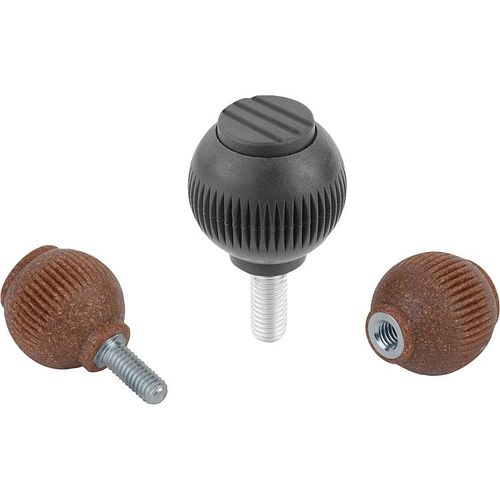 Manopola filettata - K0253 series - HEINRICH KIPP WERK GmbH & Co. KG - sferica / in termoplastica / con perno