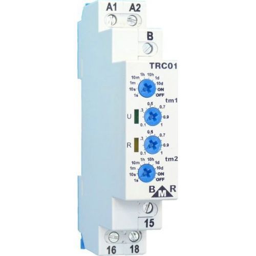 Relè temporizzatore elettronico - TRC01 - BMR trading - guida DIN / regolabile / asimmetrico
