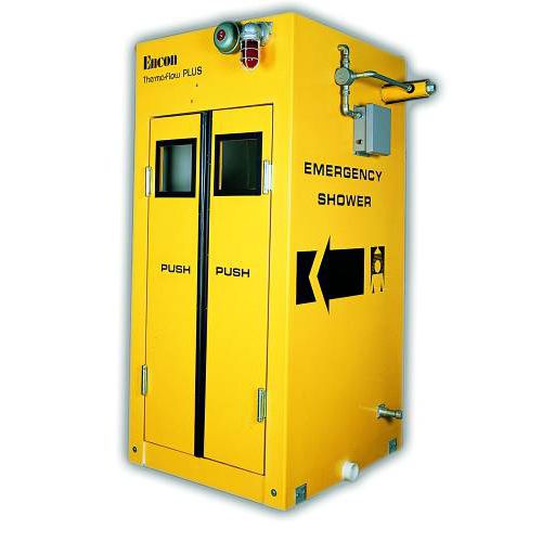 Cabina per doccia da terra - Therma-Flow® Plus - ENCON SAFETY PRODUCTS INC. - con lavaocchi/lavafaccia