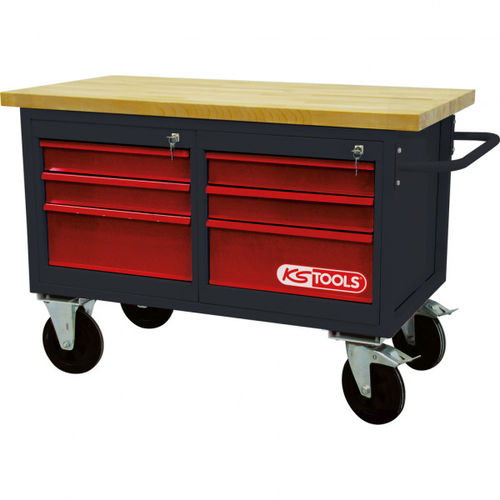 Banco da lavoro in acciaio - 865.0011 - Kstools  - per officina / 6 cassetti / mobile