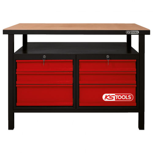 Banco da lavoro in acciaio - 865.0004 - Kstools  - per officina / 6 cassetti