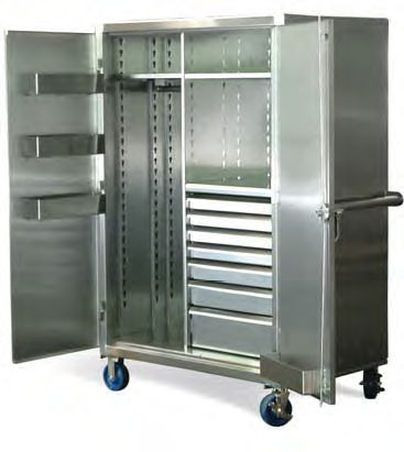Armadio di stoccaggio - XWD-15405 - Stronghold - con rotelle / a scomparti / in acciaio inossidabile