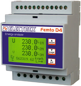 Contatore di energia elettrica trifase - PFA641H-02 - ELECTREX - su guida DIN