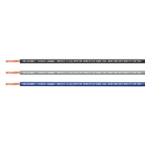 Cavo elettrico DIN - FIVENORM H05V2-K - HELUKABEL - antifiamma / cordato a trefoli / in rame