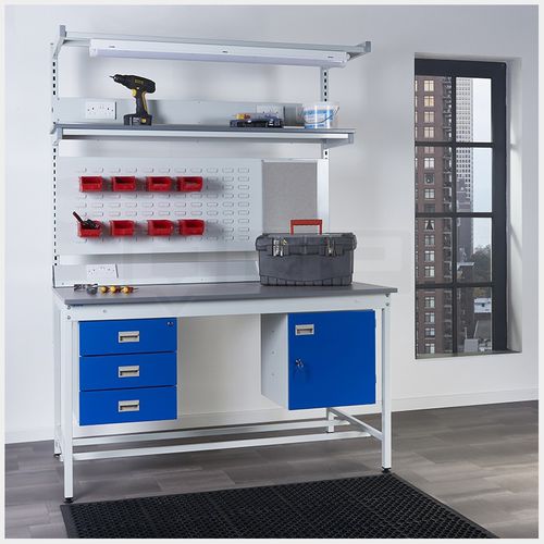 Banco da lavoro in acciaio - BQ841xxxPLXX - Quality Metal Products - a cassetti