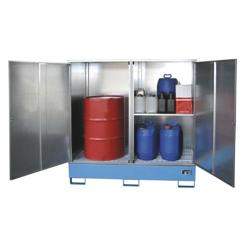 Armadio per fusti con vasca di ritenzione - GS series - Bauer - di stoccaggio / a pavimento / a porta