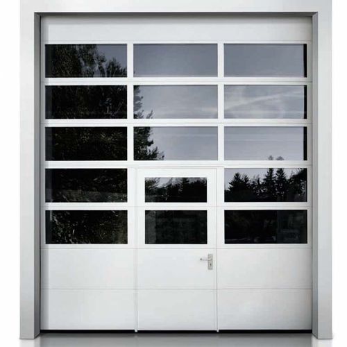 Porta sezionale - I-14F - Entrematic Dynaco - in metallo / vetrata / per interno