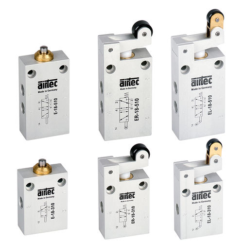 Distributore pneumatico con comando meccanico - E-18 series - AIRTEC Pneumatic - a valvola / a rotella / a 3/2 vie