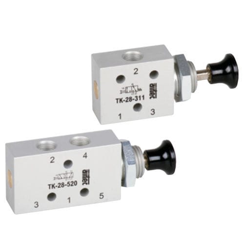 Distributore pneumatico ad azionamento manuale - TK-28 series - AIRTEC Pneumatic - a cassetto / con comando meccanico / con ritorno a molla