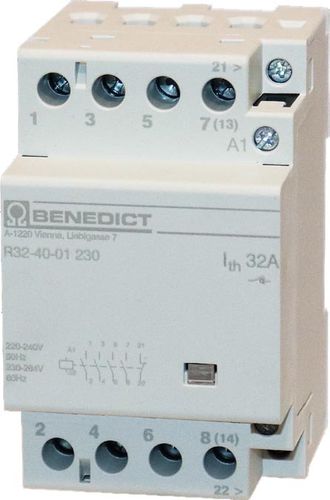 Contattore ad alta potenza - R32-40-01 - BENEDIKT & JÄGER - 4 poli / su guida DIN / compatto