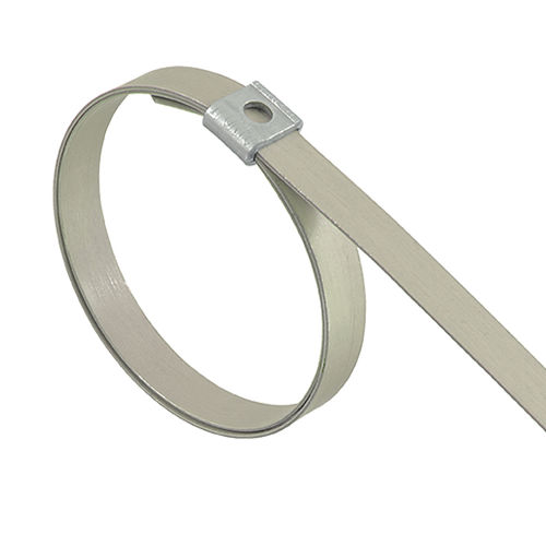 Fascetta stringitubo in acciaio inossidabile - DUAL-LOKT® - BAND-IT - con chiusura dentata / a nastro