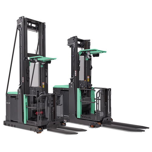 Carrello commissionatore per magazzino - OPB series - Mitsubishi Forklift Trucks - elettrico / a alto livello / con forche di sollevamento