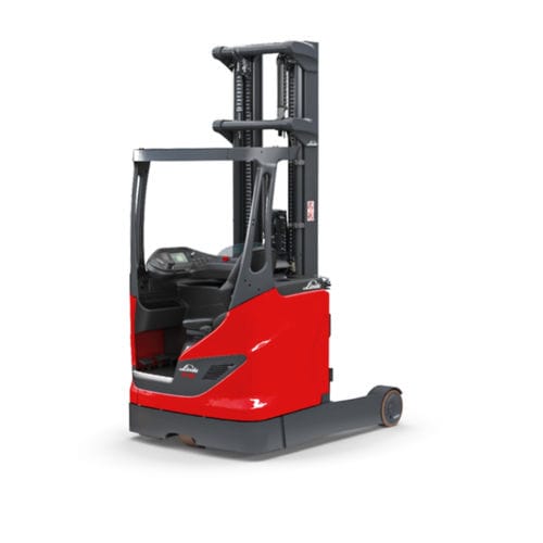 Carrello elevatore retrattile elettrico - R1 B series - Linde Material Handling - con seduta laterale / per corsie strette / per pallet