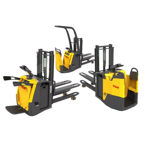 Accatastatore per trasporto di 2 pallets allo stesso tempo - SRD series - TCM Forklifts - elettrico / con piattaforma per conducente / operatore in piedi