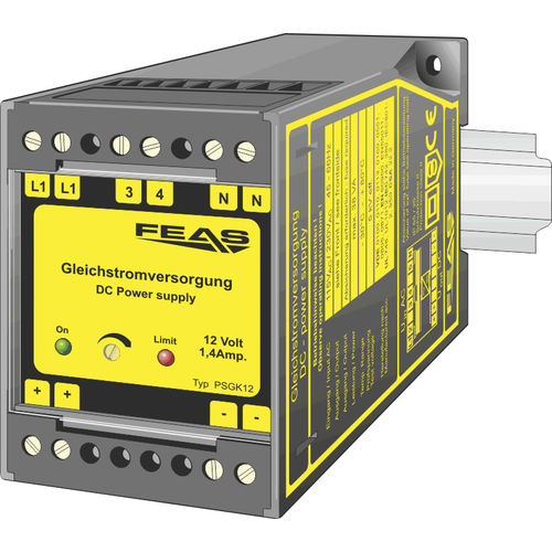 Alimentatore elettrico su guida DIN - PSGK12 - FEAS GmbH - AC/DC / ad uscita semplice / regolato