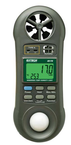 Apparecchio di misura multifunzioni: temperatura, velocità dell'aria, umidità relativa e luxmetro - 45170 - Extech