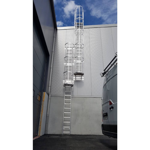 Scala da appoggio in alluminio - A0014325 - L'Echelle Européenne - con gabbia di sicurezza