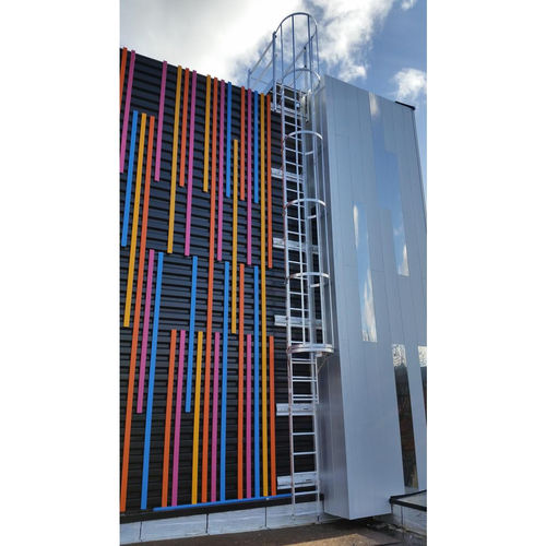 Scala da appoggio in alluminio - A0014314 - L'Echelle Européenne - con gabbia di sicurezza