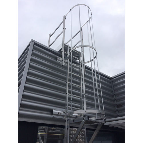 Scala da appoggio in alluminio - A0014311 - L'Echelle Européenne - con gabbia di sicurezza