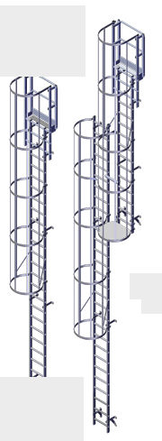 Scala da appoggio in alluminio - A0014323 - L'Echelle Européenne - con gabbia di sicurezza