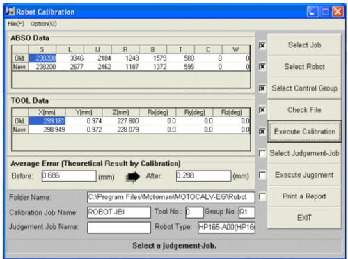 Software di calibrazione - MotoCalV EG - MOTOMAN - di programmazione di robot / di posizionamento / di meccanica