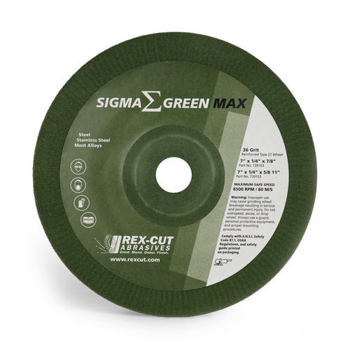 Mola di rettifica - Sigma Green Max  - Rex-Cut Abrasives - piatta / al ossido di alluminio / a centro depresso