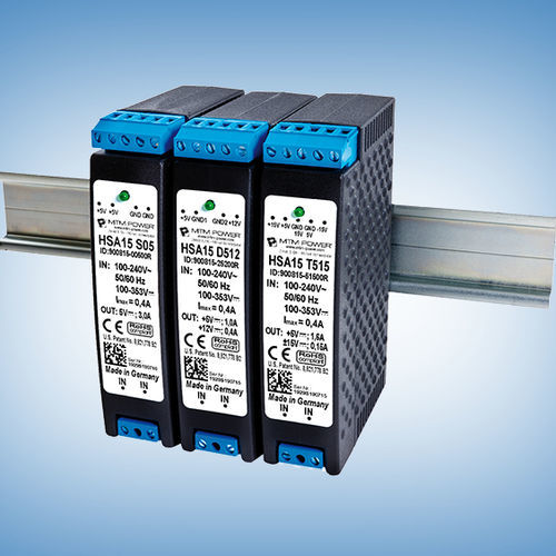 Alimentatore elettrico su guida DIN - HSA15 T512 - MTM Power Messtechnik Mellenbach GmbH - AC/DC / a tripla uscita / per applicazioni industriali