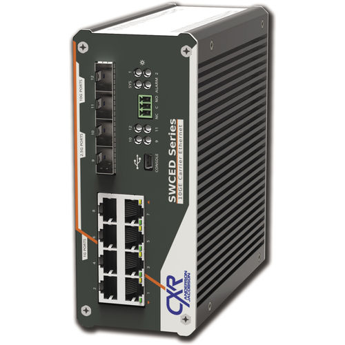 Switch Ethernet gestibile - SWCED-2112 - CXR Networks - 12 porte / 10/100BaseT(X) / 4 porte a fibra ottica