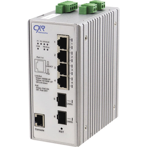 Switch Ethernet gestibile - SWMDL-H-4GPS-2USF-B - CXR Networks - 6 porte / 10/100BaseT(X) / 4 porte a fibra ottica