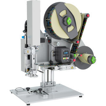Applicatore di etichette automatico - ROXI with HERMES - cab Produkttechnik GmbH & Co KG - con sleeve per tubolare termoretraibile / compatto / orizzontale