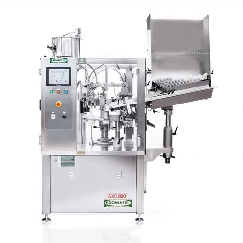 Macchina di riempimento e tappatura di tubi - AXO 800 - AXOMATIC - per applicazioni farmaceutiche / per l'industria cosmetica