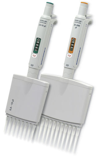 Pipetta multicanale - Acura® manual 855 series - Socorex Isba S.A. - in vetro borosilicato / elettronica