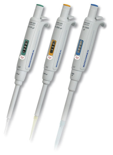 Pipetta monocanale - Acura® manual 825 series - Socorex Isba S.A. - in vetro borosilicato / a volume variabile / manuale