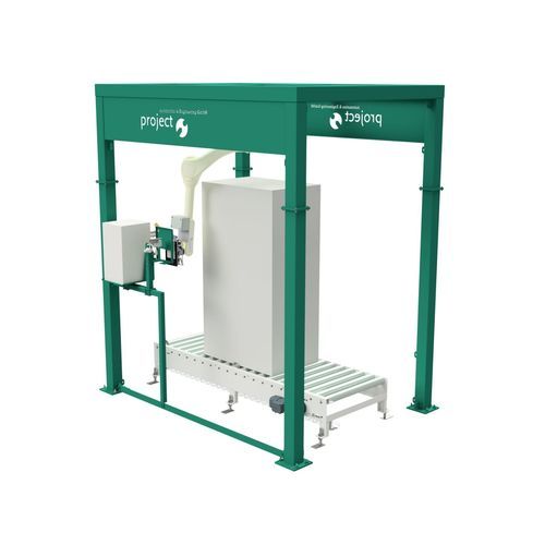Applicatore di etichette completamente automatico - PROLABEL R150 - Project Service & Produktion GmbH - per imballaggi / per pallet / per applicazione laterale