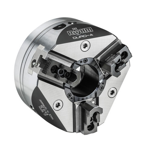 Mandrino automatico - DURO-A - RÖHM GmbH - 3 ganasce / con foro passante / per lavorazione