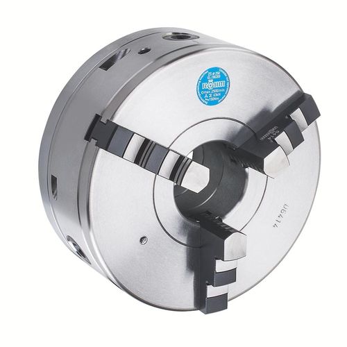 Mandrino di tornitura a serraggio manuale - ZS Hi-Tru - RÖHM GmbH - 3 ganasce / con foro passante / per lavorazione