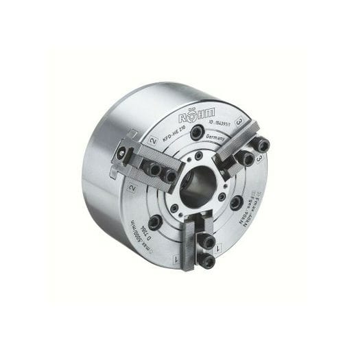 Mandrino automatico - KFD-HE - RÖHM GmbH - 3 ganasce / con foro passante / per lavorazione