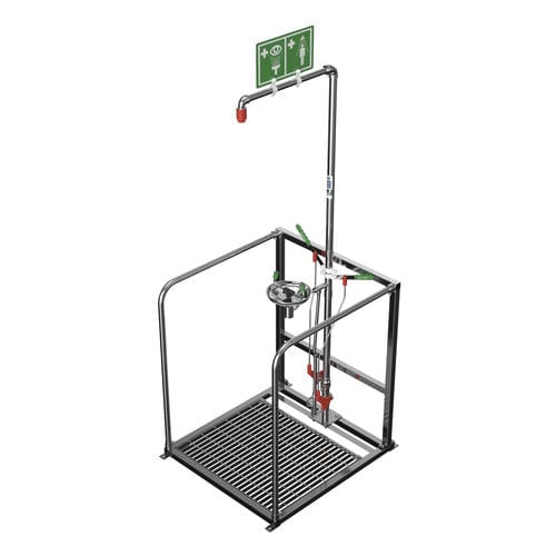 Doccia di sicurezza da terra - EXP-SD-63G - Hughes Safety Showers - montata su piattaforma / con lavaocchi/lavafaccia / non riscaldata
