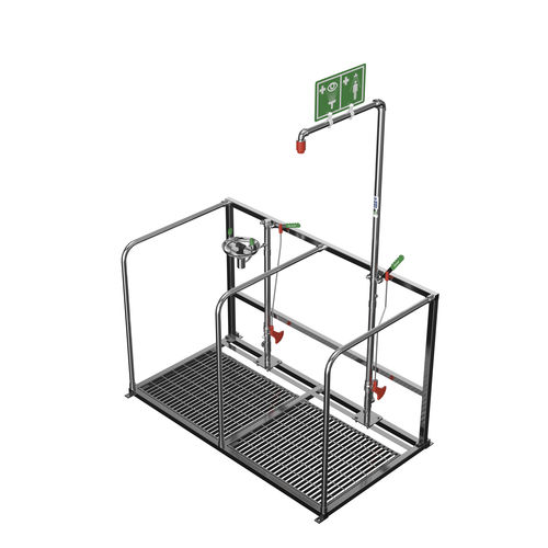 Doccia di sicurezza da terra - EXP-SD-65G - Hughes Safety Showers - montata su piattaforma / con lavaocchi/lavafaccia / non riscaldata