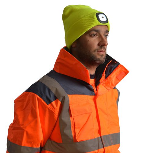Cappellino antiurto regolabile - BONC05L07 - Surflex - con lampada frontale a LED / nero / arancione