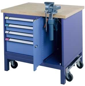 Banco da lavoro in legno - THURMETALL - mobile / 4 cassetti