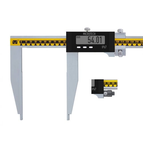 Calibro a corsoio digitale - MICROTECH - con becco lungo / con trasmissione dati / con connessione wirelss