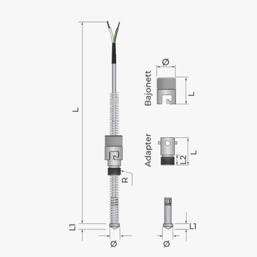 Sonda di temperatura Pt100 - 115 - MESEL S.L - Pt1000 / a termocoppia tipo J / a termocoppia tipo K