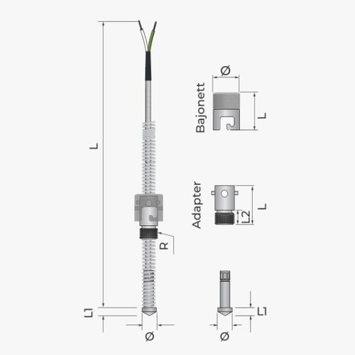 Sonda di temperatura RTD - 116 - MESEL S.L - Pt100 / Pt1000 / a termocoppia tipo J