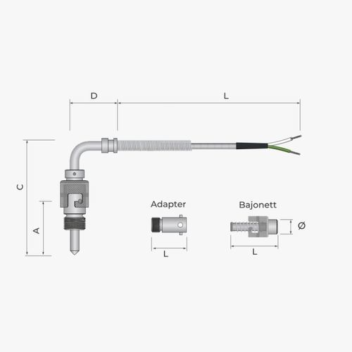 Sonda di temperatura Pt100 - 212 - MESEL S.L - Pt1000 / a termocoppia tipo J / a termocoppia tipo K