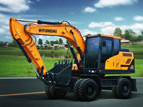 Escavatore intermedio - HW140  - HYUNDAI HEAYY INDUSTRIES - gommato / Tier 4 finale / per cantiere di costruzione