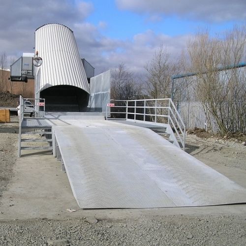 Stazione di trasferimento dei rifiuti fissa - EMS Machinery - a scarica doppia / per nastro trasportatore