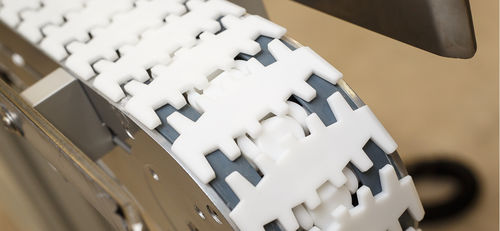 Catena di trasporto in acciaio - modular automation GmbH - a cerniera / flessibile / di grandi dimensioni