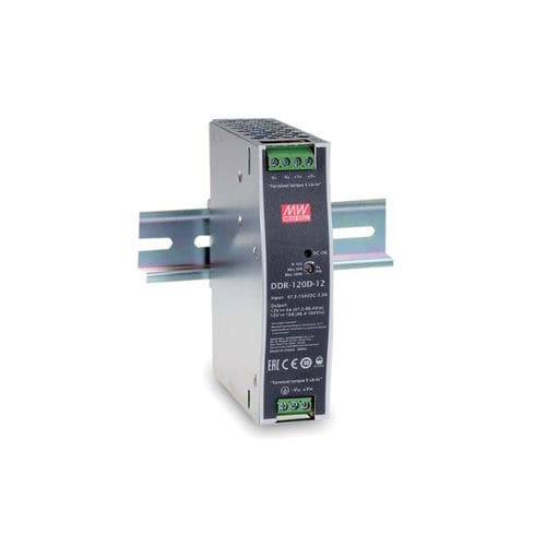 Convertitore DC/DC range di tensione di ingresso 2:1 - DDR-120 series - Mean Well - alto isolamento I/O / su guida DIN / industriale
